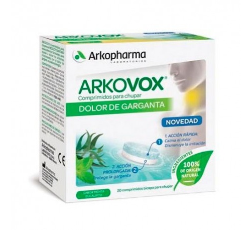 Arkovox dolor de garganta menta-eucalipto (20 comprimidos para chupar)