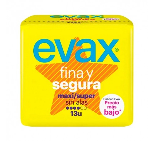 Compresas higienicas femeninas - evax fina y segura (maxi 13 compresas)