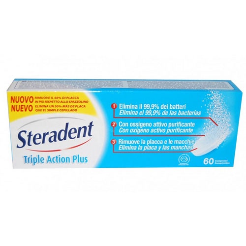 Steradent triple accion plus - limpieza protesis dental (60 comprimidos)