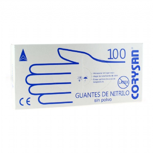 Guantes de nitrilo para exploracion - corysan ambidiestro no esteril (100 unidades talla grande)