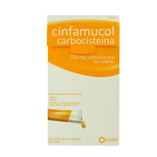 CINFAMUCOL CARBOCISTEINA  750 MG SOLUCION ORAL EN SOBRES , 12 sobres