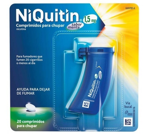 NIQUITIN 1,5 mg COMPRIMIDOS PARA CHUPAR SABOR MENTA , 20 comprimidos