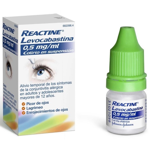 REACTINE LEVOCABASTINA 0,5mg/ml COLIRIO EN SUSPENSION , 1 frasco de 4 ml