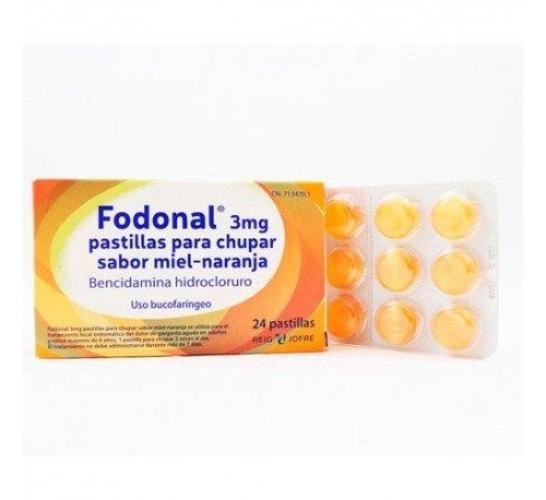 FODONAL 3 MG PASTILLAS PARA CHUPAR SABOR MIEL-NARANJA 24 pastillas