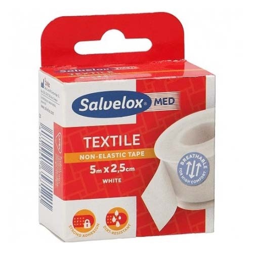 Esparadrapo - salvelox textil (1 unidad 5 m x 2,5 cm color blanco)