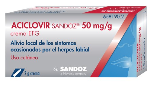 ACICLOVIR SANDOZ CARE 50 MG/G CREMA , 1 tubo de 2 g